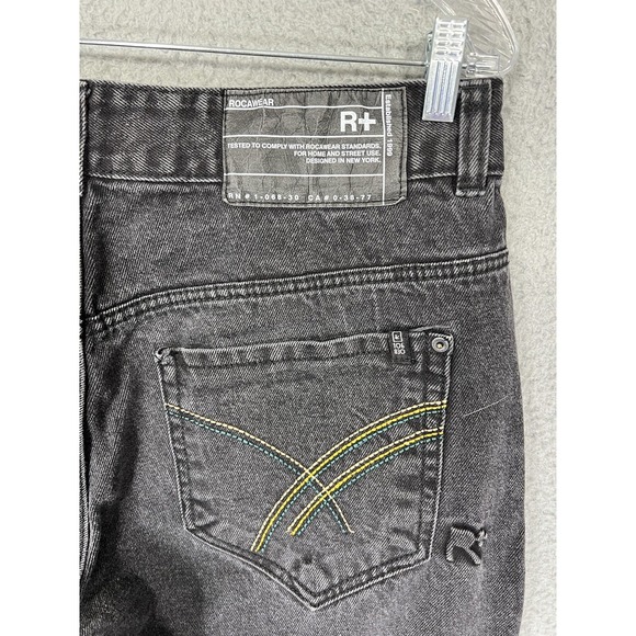 Rocawear Jeans Mens 36x30 Black Straight Leg Original Fit Denim 90s Skater Y2K - Picture 10 of 12
